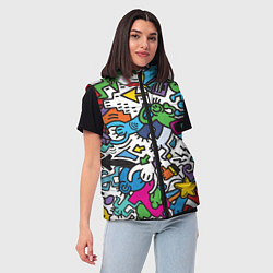 Женский жилет Странные разноцветные человечки, цвет: 3D-светло-серый — фото 2