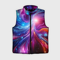 Женский жилет Неоновая абстракция - нейросеть, цвет: 3D-черный