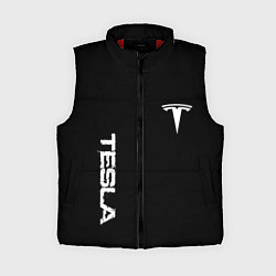 Женский жилет Tesla logo white, цвет: 3D-красный