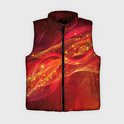 Женский жилет Красные и оранжевые линии с золотым блеском, цвет: 3D-черный