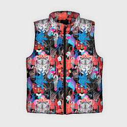 Женский жилет Орнамент диких кошек, цвет: 3D-светло-серый