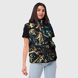 Женский жилет Фараон Клеопатра Анубис и пирамиды, цвет: 3D-черный — фото 2