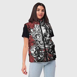 Женский жилет Черепа и скелеты на красном, цвет: 3D-черный — фото 2