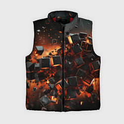Женский жилет Черные кубики во взрыве абстракции, цвет: 3D-красный
