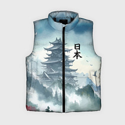 Женский жилет Японская пагода в тумане - нейросеть