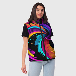 Женский жилет Яркая красочная абстракция - нейроарт, цвет: 3D-черный — фото 2