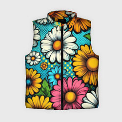 Женский жилет Графический паттерн - Летние Цветы, цвет: 3D-черный