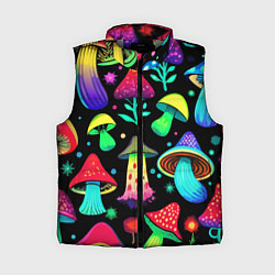 Женский жилет Биолюминесцентные кислотные грибы, цвет: 3D-светло-серый