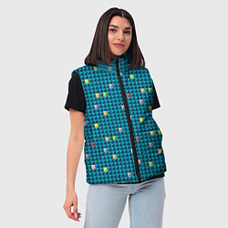 Женский жилет Синяя мозаика с цветными деталями, цвет: 3D-красный — фото 2