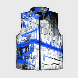 Женский жилет Сине-белая абстракция на чёрном фоне, цвет: 3D-светло-серый