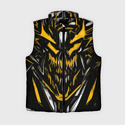 Женский жилет Жёлто-белое абстрактное лицо на чёрном фоне, цвет: 3D-светло-серый