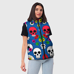 Женский жилет Паттерн из цветных черепков муэрто - нейроарт, цвет: 3D-черный — фото 2