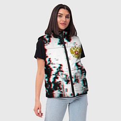 Женский жилет Герб РФ глитч краски, цвет: 3D-светло-серый — фото 2