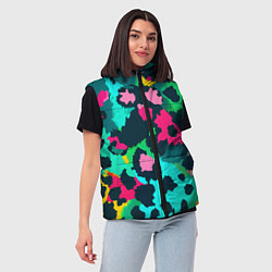 Женский жилет Кислотный зеленый леопардовый камуфляж, цвет: 3D-светло-серый — фото 2