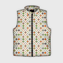 Женский жилет Зеленые, коричневые и серые кружочки, цвет: 3D-светло-серый