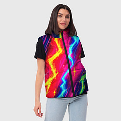 Женский жилет Абстракция из неоновых молний - нейроарт, цвет: 3D-светло-серый — фото 2