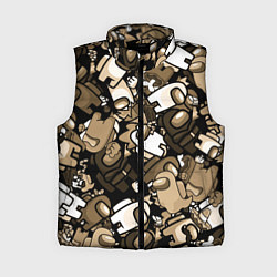 Женский жилет Персонажи Among us в бежевом тоне, цвет: 3D-черный