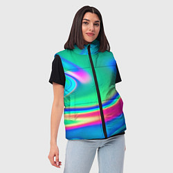 Женский жилет Неоновые голографические краски - светло-голубоват, цвет: 3D-черный — фото 2