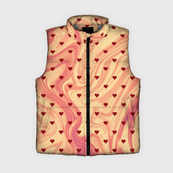 Женский жилет Жёлто-красный абстракция с маленькими сердечками, цвет: 3D-светло-серый