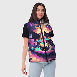 Женский жилет 2 котика ведьмы, цвет: 3D-черный — фото 2