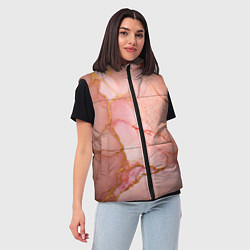 Женский жилет Текстура розового мрамора с золотом, цвет: 3D-черный — фото 2