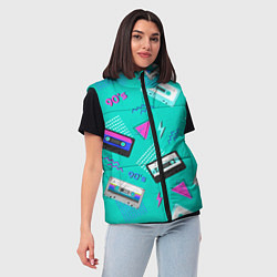 Женский жилет Бирюзовая кассета из 90-х, цвет: 3D-черный — фото 2