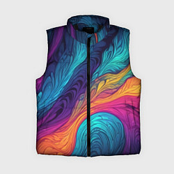 Женский жилет Перья эбру абстракция