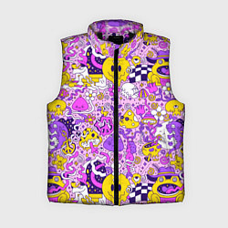 Женский жилет Психоделические существа триппи смайлики, цвет: 3D-черный