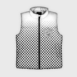 Женский жилет Герб РФ клетка паттерн, цвет: 3D-светло-серый