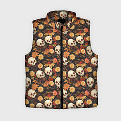 Женский жилет Черепа и цветы - паттерн, цвет: 3D-светло-серый