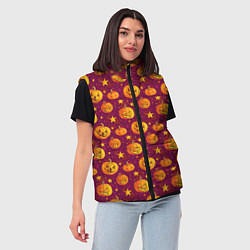 Женский жилет Веселые тыквы на Хэллоуин, цвет: 3D-черный — фото 2
