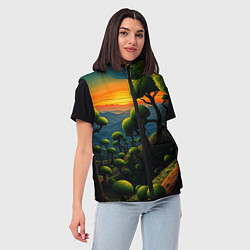 Женский жилет Лес из зеленых инопланетных деревьев в стиле Сальв, цвет: 3D-черный — фото 2