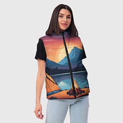 Женский жилет В лесу с палаткой, цвет: 3D-черный — фото 2