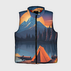Женский жилет Палатка на берегу озера, цвет: 3D-красный