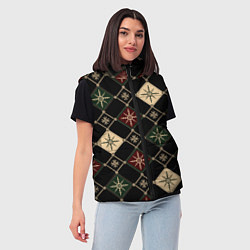 Женский жилет Паттерн из снежинок на темном фоне, цвет: 3D-красный — фото 2