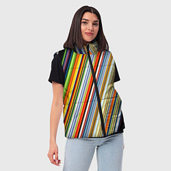 Женский жилет Разноцветные полосы абстракция, цвет: 3D-красный — фото 2