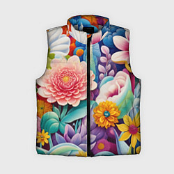 Женский жилет Лето объемные цветы, цвет: 3D-светло-серый