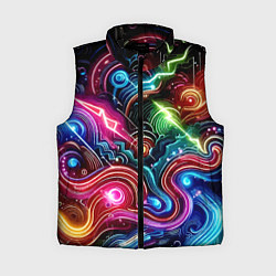 Женский жилет Красочная неоновая абстракция - нейроарт, цвет: 3D-черный