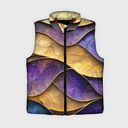 Женский жилет Фиолетовые и золотые волны, цвет: 3D-красный