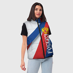 Женский жилет Цвета флага России и герб, цвет: 3D-черный — фото 2