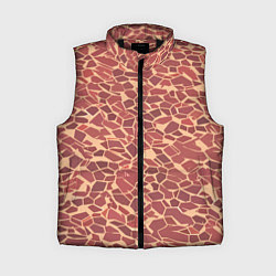 Женский жилет Тёмно красные плитки на бежевом фоне, цвет: 3D-черный