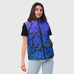 Женский жилет Чёрные волокна и синий фон абстракция, цвет: 3D-светло-серый — фото 2