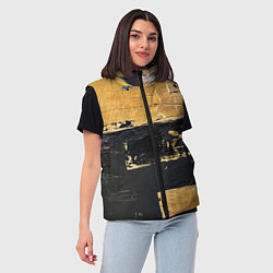 Женский жилет Абстракция черная и коричневая краска, цвет: 3D-светло-серый — фото 2