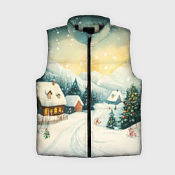 Женский жилет Праздничная деревушка, цвет: 3D-черный