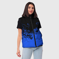 Женский жилет Абстрактный синий огонь, цвет: 3D-черный — фото 2