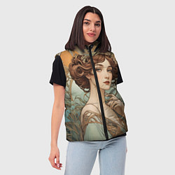 Женский жилет Красивая девушка ар-нуво, цвет: 3D-черный — фото 2