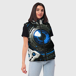 Женский жилет Синяя сфера киберпанк, цвет: 3D-красный — фото 2