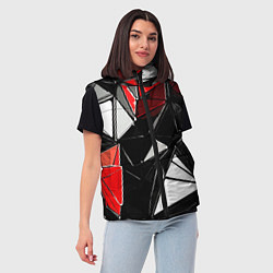 Женский жилет Красно-белые рельефные треугольники на чёрном фоне, цвет: 3D-светло-серый — фото 2