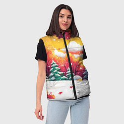 Женский жилет Красно-желтые елочки, цвет: 3D-светло-серый — фото 2