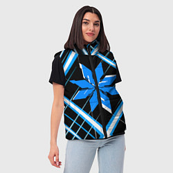 Женский жилет Сине-белая звезда и полосы на чёрном фоне, цвет: 3D-светло-серый — фото 2